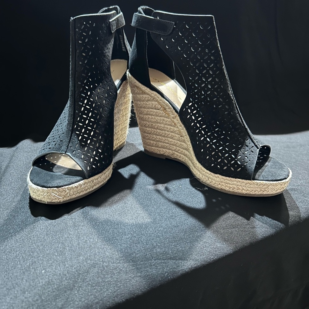 Black Wedge Sandals